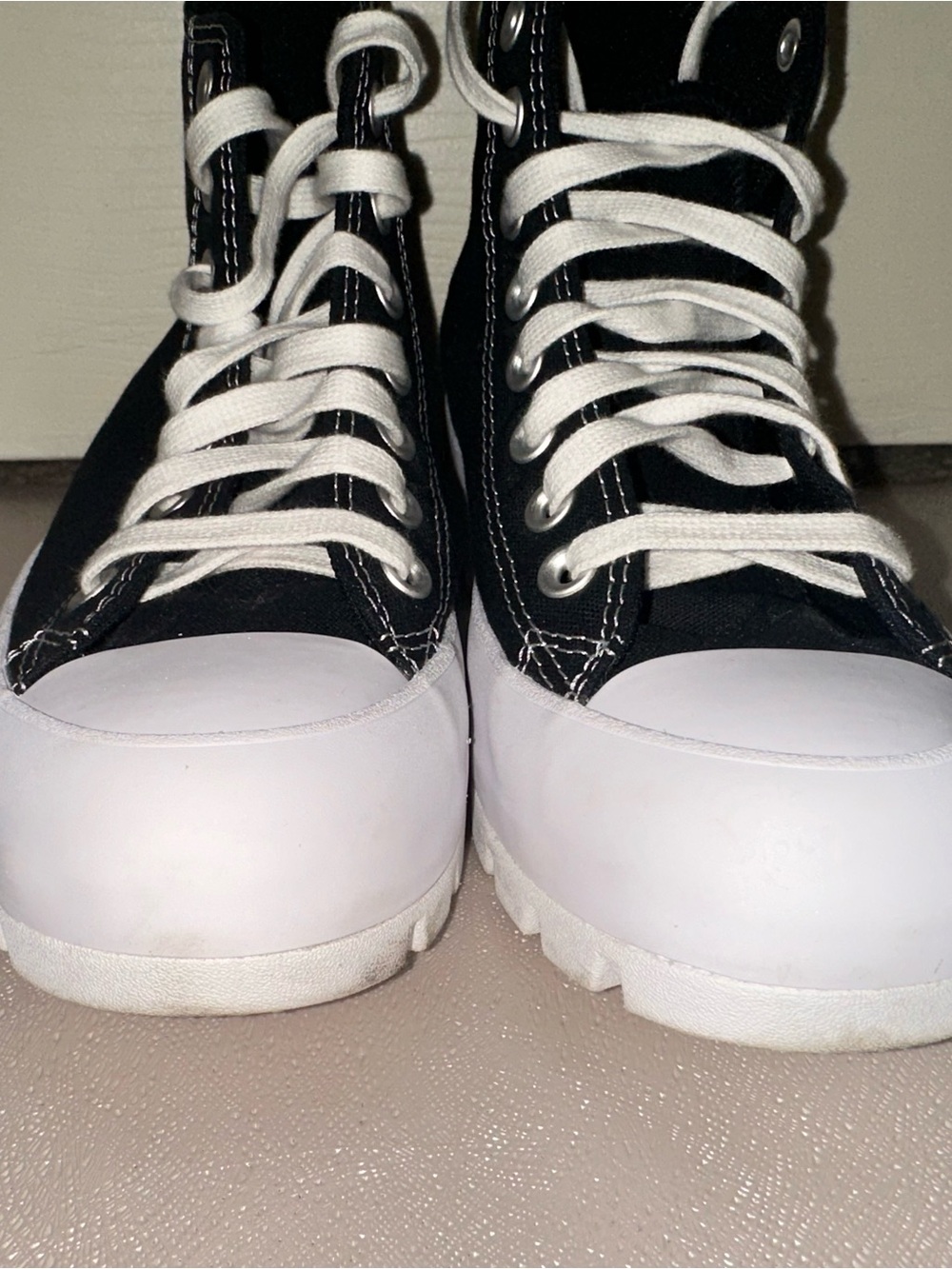Converse Womens Black and White High Top platform Sneakers W8.5 - Picture 4 of 10